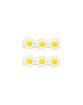 Embroidered Yellow Flower Bow Clips